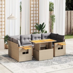 Garden set with 7 pieces of sofas and beige synthetic rattan cushions. by , Garden sets - Ref: Foro24-3273418, Price: 487,25 ...