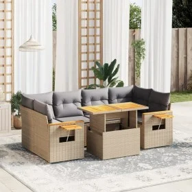 Garden set with 7 pieces of sofas and beige synthetic rattan cushions. by , Garden sets - Ref: Foro24-3273418, Price: 494,56 ...
