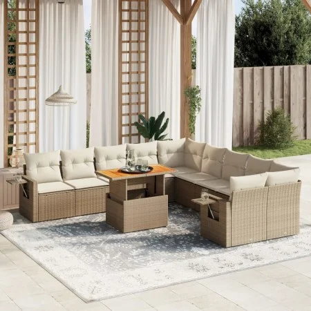 Set de sofás de jardín 11pzas con cojines ratán sintético beige de , Conjuntos de jardín - Ref: Foro24-3271947, Precio: 771,4...