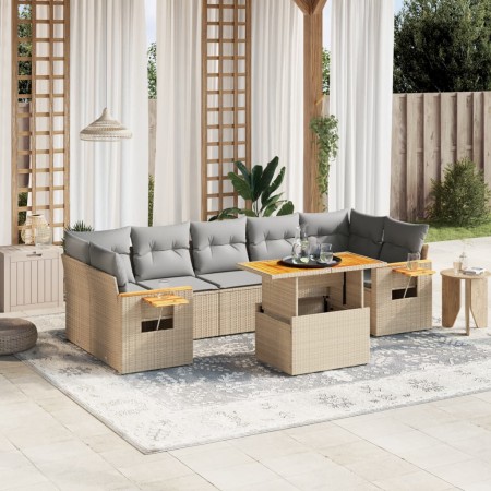 Garden sofa set with beige cushions, 8 pieces, PE rattan. by , Garden sets - Ref: Foro24-3273432, Price: 571,01 €, Discount: %