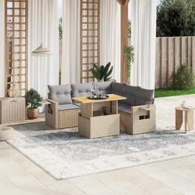 Garden sofa set with 6-piece synthetic rattan beige cushions by , Garden sets - Ref: Foro24-3271752, Price: 426,38 €, Discoun...