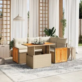 Gartensofa-Set mit 5-teiligen Kissen aus synthetischem Rattan in Beige. von , Gartensets - Ref: Foro24-3273942, Preis: 414,20...