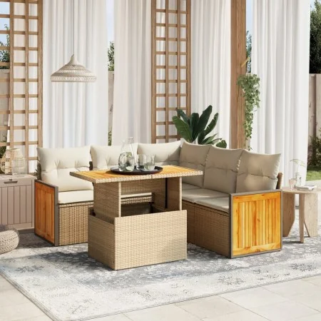 Juego de sofás jardín con cojines 6 pzas ratán sintético beige de , Conjuntos de jardín - Ref: Foro24-3273956, Precio: 471,04...