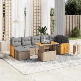 Garden sofa set with beige cushions, 8 pieces, PE rattan. by , Garden sets - Ref: Foro24-3274069, Price: 537,57 €, Discount: %