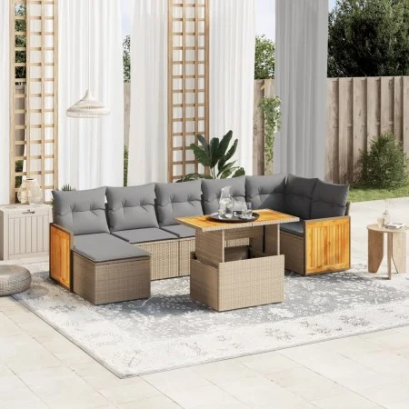 Juego de sofás de jardín con cojines beige 8 pzas ratán PE de , Conjuntos de jardín - Ref: Foro24-3274069, Precio: 539,79 €, ...