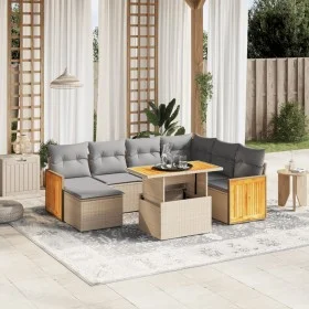 Garden sofa set with beige cushions, 8 pieces, PE rattan. by , Garden sets - Ref: Foro24-3274076, Price: 537,57 €, Discount: %