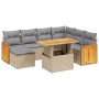 Garden sofa set with beige cushions, 8 pieces, PE rattan. by , Garden sets - Ref: Foro24-3274076, Price: 511,65 €, Discount: %