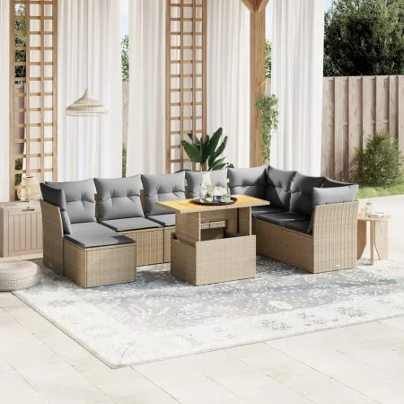 9-piece garden sofa set with beige synthetic rattan cushions by , Garden sets - Ref: Foro24-3275516, Price: 570,22 €, Discoun...
