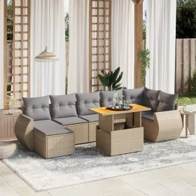 Garden sofa set with beige cushions, 8 pieces, PE rattan. by , Garden sets - Ref: Foro24-3275824, Price: 561,50 €, Discount: %