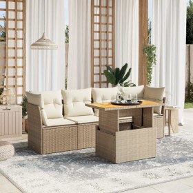 Garden sofa set with 5-piece synthetic rattan beige cushions by , Garden sets - Ref: Foro24-3270666, Price: 356,80 €, Discoun...