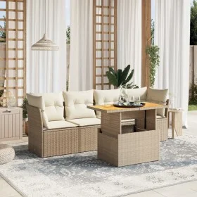 Garden sofa set with 5-piece synthetic rattan beige cushions by , Garden sets - Ref: Foro24-3270666, Price: 370,42 €, Discoun...