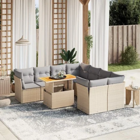 9-piece garden sofa set with beige synthetic rattan cushions by , Garden sets - Ref: Foro24-3270723, Price: 582,48 €, Discoun...
