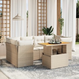 Gartensofagarnitur 7-teilig mit Kissen aus synthetischem Rattan in Beige. von , Gartensets - Ref: Foro24-3270687, Preis: 510,...
