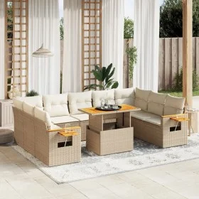 Set de sofás de jardín 11pzas con cojines ratán sintético beige de , Conjuntos de jardín - Ref: Foro24-3273690, Precio: 794,1...