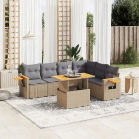 Garden set with 7 pieces of sofas and beige synthetic rattan cushions. by , Garden sets - Ref: Foro24-3273537, Price: 494,04 ...