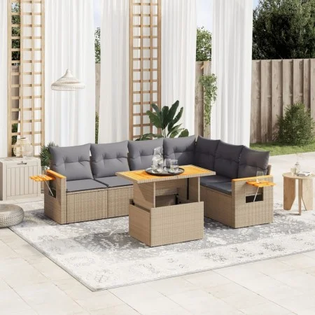 Garden set with 7 pieces of sofas and beige synthetic rattan cushions. by , Garden sets - Ref: Foro24-3273537, Price: 493,38 ...
