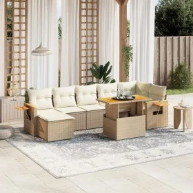 Garden sofa set with beige cushions, 8 pieces, PE rattan. by , Garden sets - Ref: Foro24-3273627, Price: 593,71 €, Discount: %