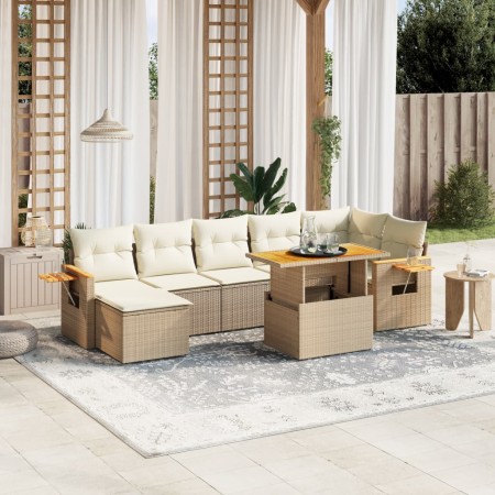 Juego de sofás de jardín con cojines beige 8 pzas ratán PE de , Conjuntos de jardín - Ref: Foro24-3273627, Precio: 573,54 €, ...