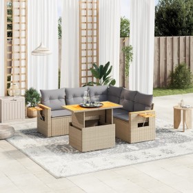 Garden sofa set with 6-piece beige synthetic rattan cushions by , Garden sets - Ref: Foro24-3273516, Price: 427,01 €, Discoun...