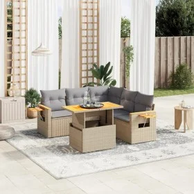 Garden sofa set with 6-piece beige synthetic rattan cushions by , Garden sets - Ref: Foro24-3273516, Price: 433,34 €, Discoun...