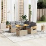 Gartensofa-Set mit 6-teiligen Kissen aus synthetischem Rattan in Beige. von , Gartensets - Ref: Foro24-3273516, Preis: 427,01...