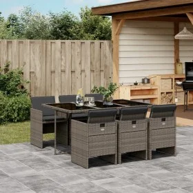 Garden dining set 7 pieces and gray synthetic rattan cushions by , Garden sets - Ref: Foro24-3210548, Price: 534,22 €, Discou...