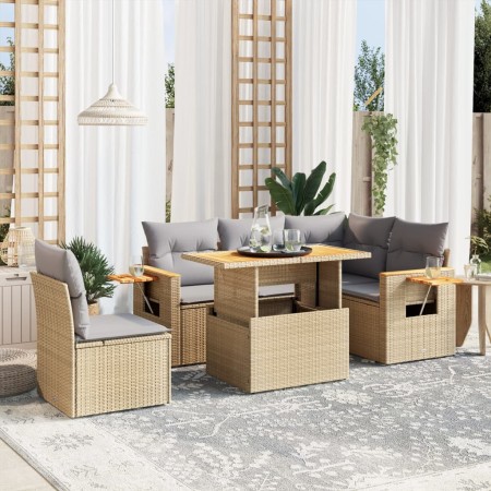 Gartensofa-Set mit 6-teiligen Kissen aus synthetischem Rattan in Beige. von , Gartensets - Ref: Foro24-3273523, Preis: 427,01...
