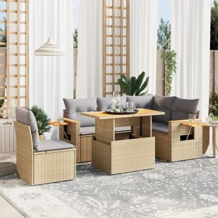 Juego de sofás jardín con cojines 6 pzas ratán sintético beige de , Conjuntos de jardín - Ref: Foro24-3273523, Precio: 434,95...