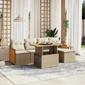 Garden sofa set with 6-piece synthetic rattan beige cushions by , Garden sets - Ref: Foro24-3273935, Price: 422,06 €, Discoun...
