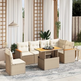 Gartensofagarnitur 7-teilig mit Kissen aus synthetischem Rattan in Beige. von , Gartensets - Ref: Foro24-3273102, Preis: 473,...