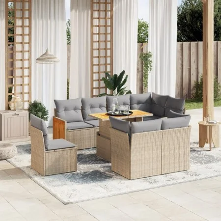 Garden sofa set 9 pieces with beige synthetic rattan cushions by , Garden sets - Ref: Foro24-3274055, Price: 660,72 €, Discou...