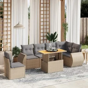 Garden set with 7 pieces of sofas and beige synthetic rattan cushions. by , Garden sets - Ref: Foro24-3272221, Price: 512,28 ...