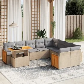 Gartensofa-Set mit 10-teiligen beigen Kissen aus synthetischem Rattan. von , Gartensets - Ref: Foro24-3274125, Preis: 664,99 ...
