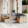 Gartensofa-Set mit 10-teiligen beigen Kissen aus synthetischem Rattan. von , Gartensets - Ref: Foro24-3274125, Preis: 664,99 ...
