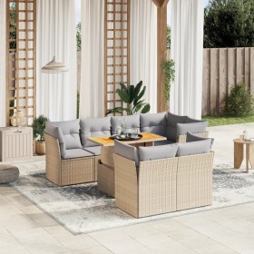 Garden sofa set with beige cushions, 8 pieces, PE rattan. by , Garden sets - Ref: Foro24-3270709, Price: 546,96 €, Discount: %