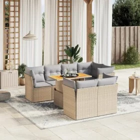 Garden sofa set with beige cushions, 8 pieces, PE rattan. by , Garden sets - Ref: Foro24-3270709, Price: 546,38 €, Discount: %
