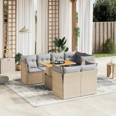 Garden sofa set with beige cushions, 8 pieces, PE rattan. by , Garden sets - Ref: Foro24-3270709, Price: 546,38 €, Discount: %