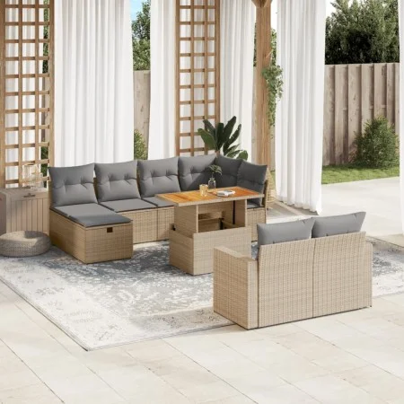 Gartensofa-Set 11-teilig mit beigen Polstern aus synthetischem Rattan von , Gartensets - Ref: Foro24-3276515, Preis: 651,81 €...