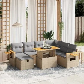 Garden sofa set with beige cushions, 8 pieces, PE rattan. by , Garden sets - Ref: Foro24-3276160, Price: 542,39 €, Discount: %