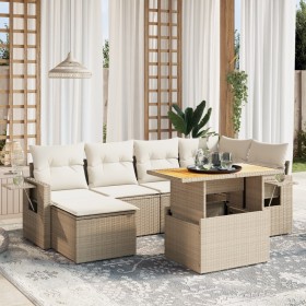 Garden set with 7 pieces of sofas and beige synthetic rattan cushions. by , Garden sets - Ref: Foro24-3271856, Price: 488,22 ...