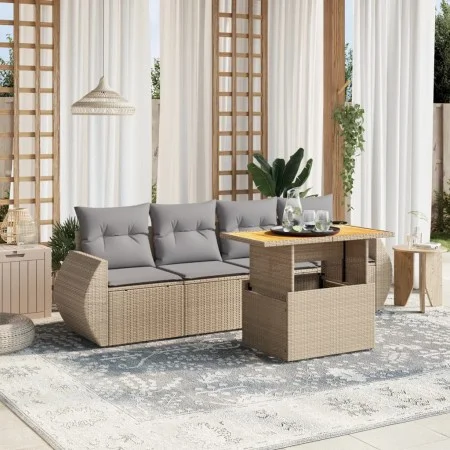 Garden sofa set with 5-piece synthetic rattan beige cushions by , Garden sets - Ref: Foro24-3272074, Price: 374,62 €, Discoun...