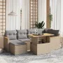 Set sofás de jardín 7 piezas y cojines ratán sintético beige de , Conjuntos de jardín - Ref: Foro24-3273180, Precio: 458,35 €...