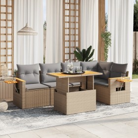 Garden sofa set with 6-piece synthetic rattan beige cushions by , Garden sets - Ref: Foro24-3273509, Price: 427,01 €, Discoun...