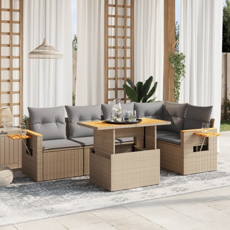Juego de sofás jardín con cojines 6 pzas ratán sintético beige de , Conjuntos de jardín - Ref: Foro24-3273509, Precio: 418,96 €