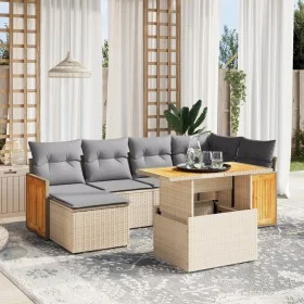 Set of 7-piece garden sofas and beige synthetic rattan cushions by , Garden sets - Ref: Foro24-3274062, Price: 484,06 €, Disc...