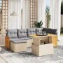 Gartensofagarnitur 7-teilig mit Kissen aus synthetischem Rattan in Beige. von , Gartensets - Ref: Foro24-3274062, Preis: 486,...