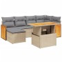 Gartensofagarnitur 7-teilig mit Kissen aus synthetischem Rattan in Beige. von , Gartensets - Ref: Foro24-3274062, Preis: 454,...