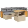 Gartensofagarnitur 7-teilig mit Kissen aus synthetischem Rattan in Beige. von , Gartensets - Ref: Foro24-3274062, Preis: 486,...