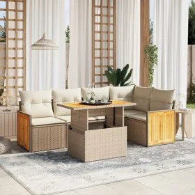 Garden sofa set with 6-piece synthetic rattan beige cushions by , Garden sets - Ref: Foro24-3273949, Price: 468,04 €, Discoun...