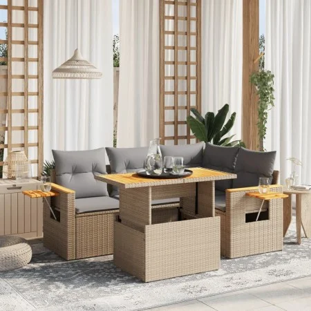 Gartensofa-Set mit 5-teiligen Kissen aus synthetischem Rattan in Beige. von , Gartensets - Ref: Foro24-3273502, Preis: 389,35...